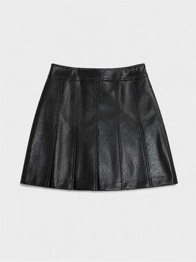 MIXXO Pleated Faux Leather Mini Skirt